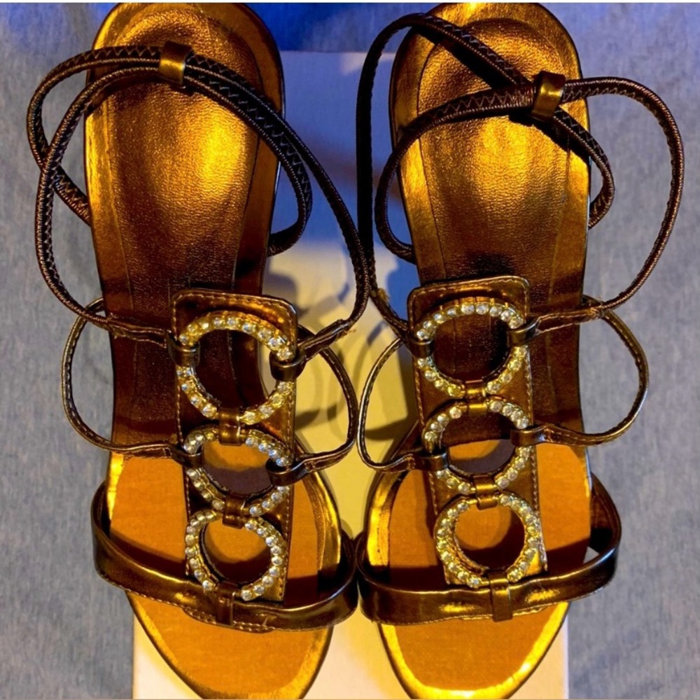 Elegant Gold Strappy Heels